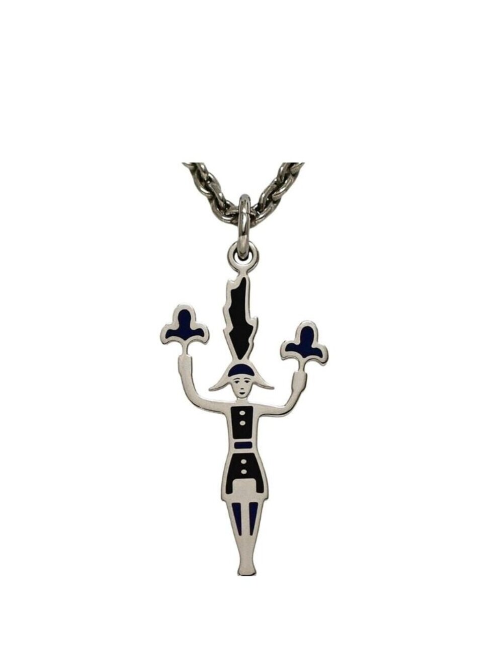 Hermes Necklace Fireworks Casaque Nuit GD 12 23 Metal Palladium Silver